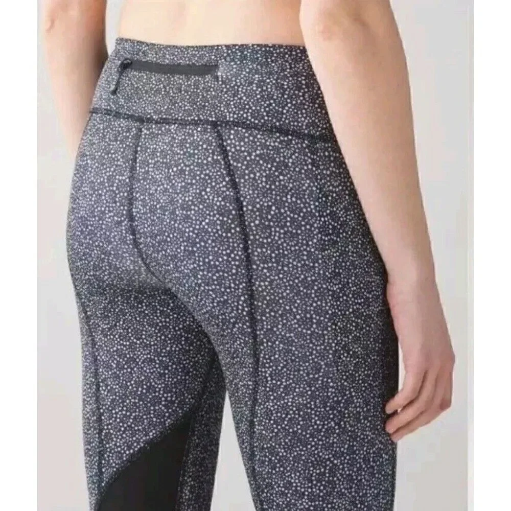 Lululemon Pace Rival Crop Freckle Flower Black White Leggings Size 2